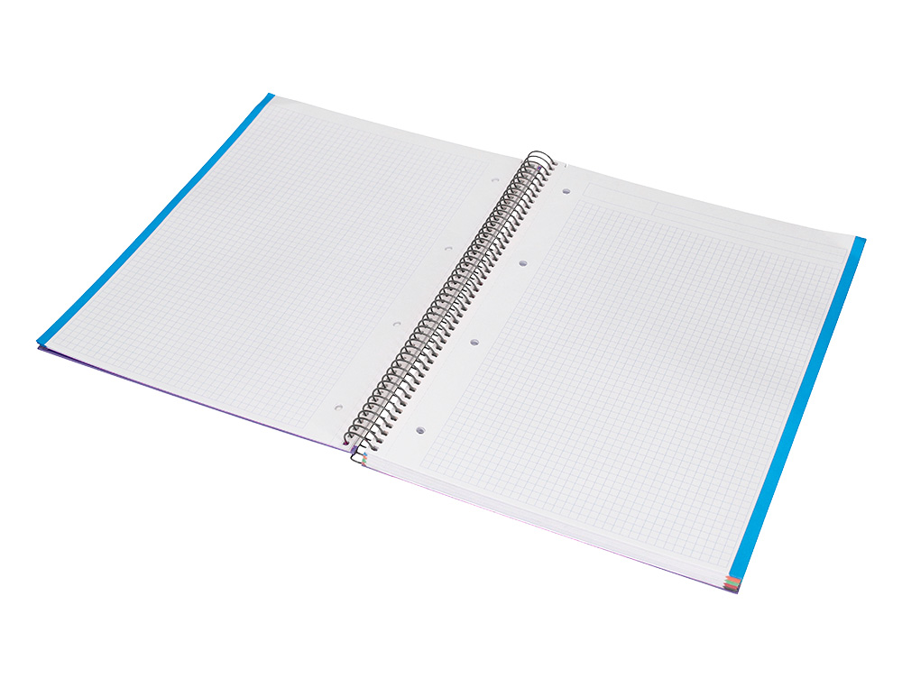 CADERNO ESPIRAL LIDERPAPEL JOLLY MICRO DIN A4 CAPA FORRADA 140 F 75 GR QUADRICULA 5MM 5 BANDAS DE CORES 4 FUROS COR LILA