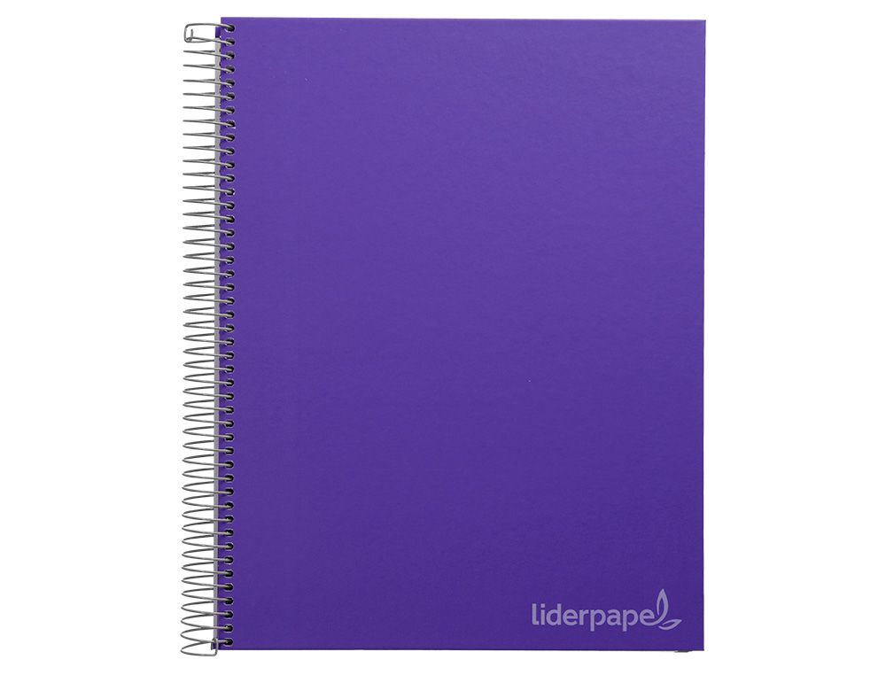 CADERNO ESPIRAL LIDERPAPEL JOLLY MICRO DIN A4 CAPA FORRADA 140 F 75 GR QUADRICULA 5MM 5 BANDAS DE CORES 4 FUROS COR LILA