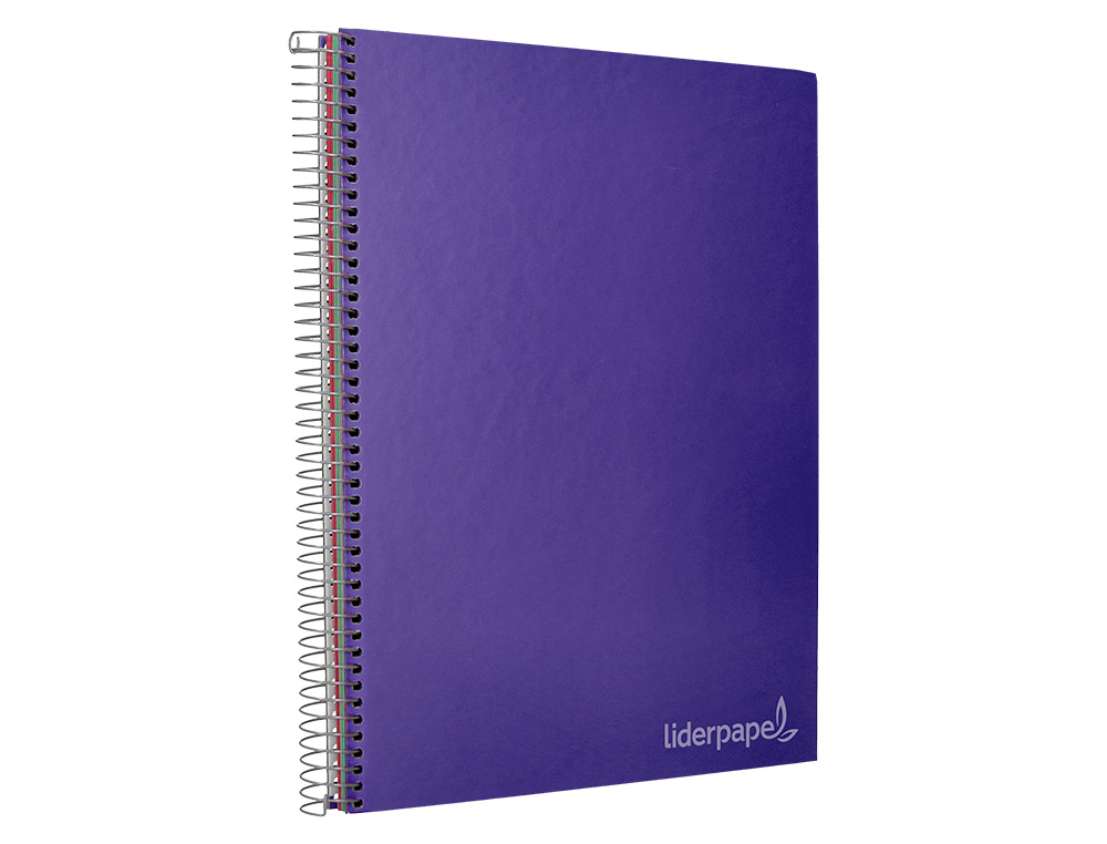 CADERNO ESPIRAL LIDERPAPEL JOLLY MICRO DIN A4 CAPA FORRADA 140 F 75 GR QUADRICULA 5MM 5 BANDAS DE CORES 4 FUROS COR LILA