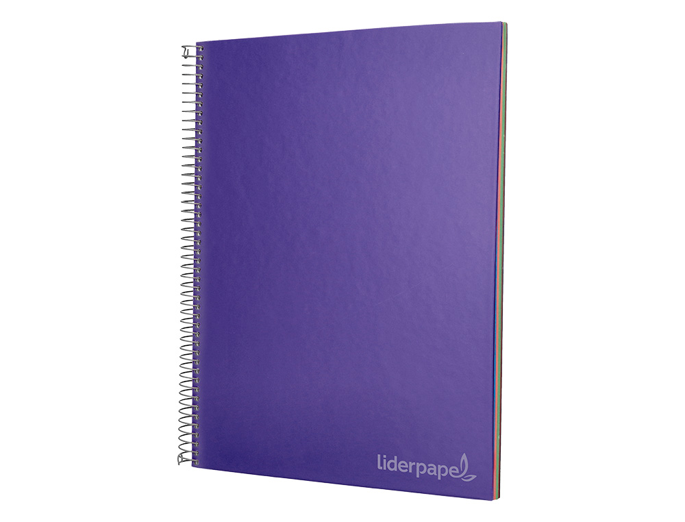 CADERNO ESPIRAL LIDERPAPEL JOLLY MICRO DIN A4 CAPA FORRADA 140 F 75 GR QUADRICULA 5MM 5 BANDAS DE CORES 4 FUROS COR LILA