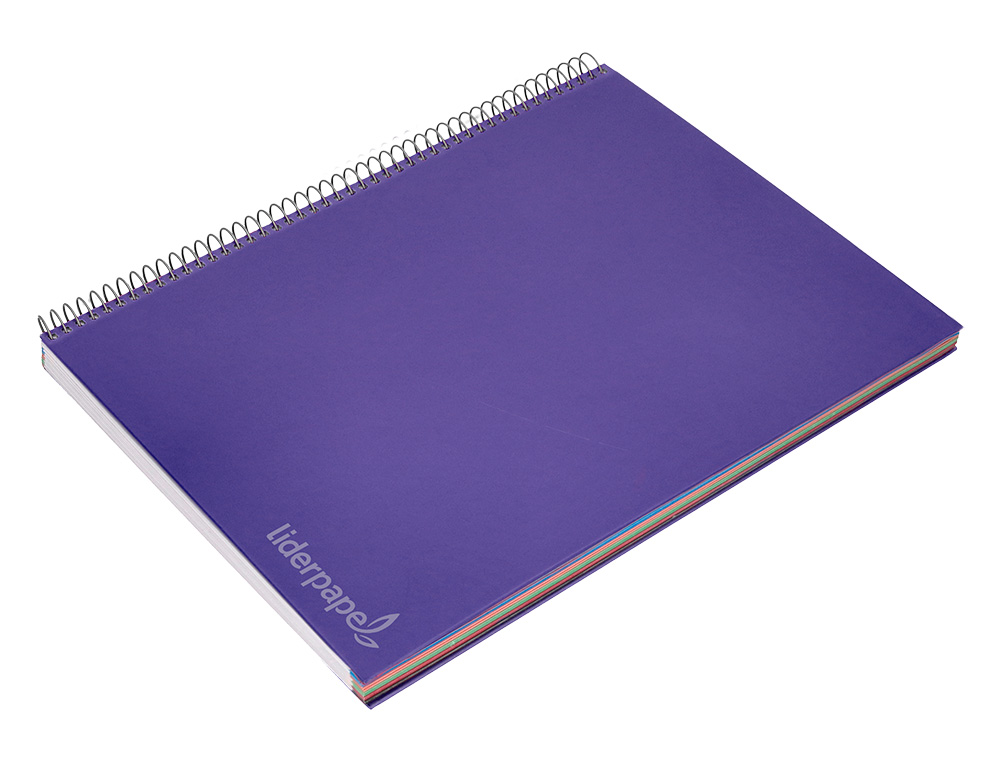 CADERNO ESPIRAL LIDERPAPEL JOLLY MICRO DIN A4 CAPA FORRADA 140 F 75 GR QUADRICULA 5MM 5 BANDAS DE CORES 4 FUROS COR LILA