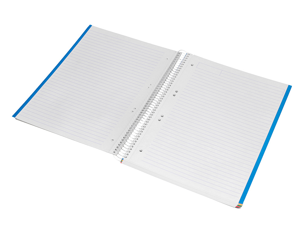 CADERNO ESPIRAL LIDERPAPEL DIN A5 JOLLY CAPA FORRADA 140 F 75 GR PAUTADO 5 BANDAS DE CORES 6 FUROS CORES SORTIDAS