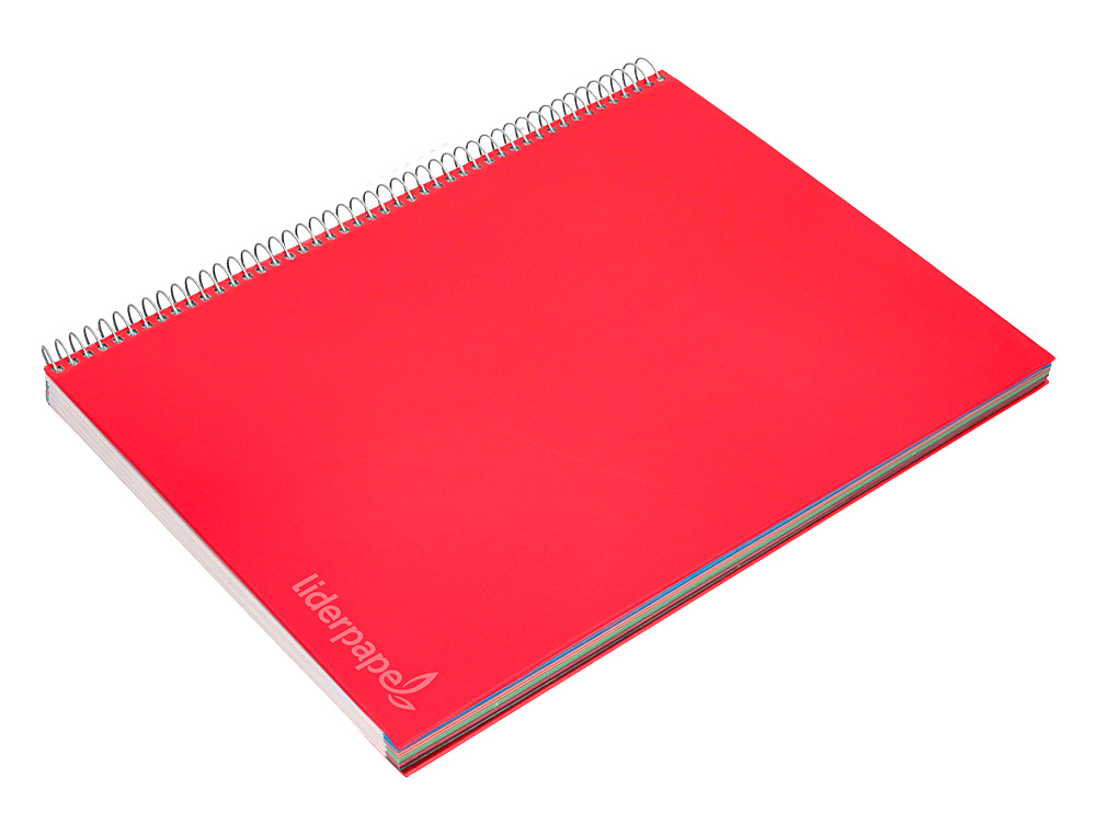 CADERNO ESPIRAL LIDERPAPEL DIN A5 JOLLY CAPA FORRADA 140 F 75 GR PAUTADO 5 BANDAS DE CORES 6 FUROS CORES SORTIDAS