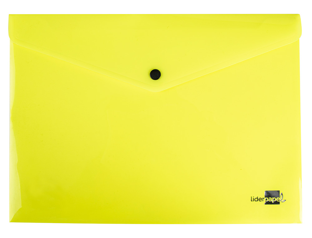 BOLSA PORTA DOCUMENTOS LIDERPAPEL COM MOLA DIN A4 AMARELO FLUOR OPACO 50 FOLHAS
