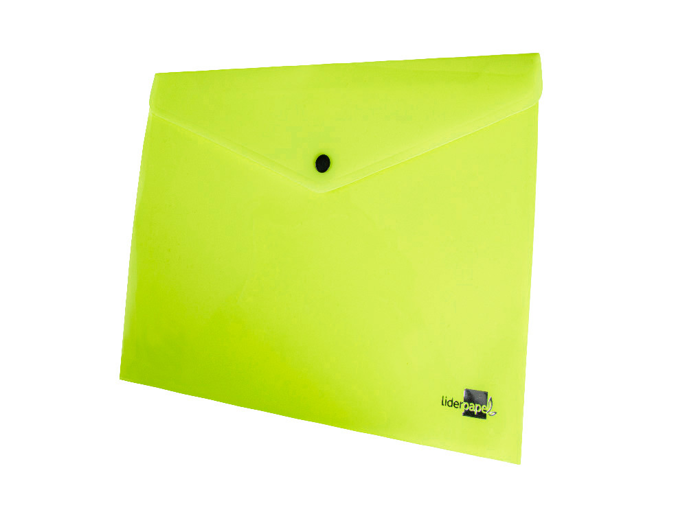 BOLSA PORTA DOCUMENTOS LIDERPAPEL COM MOLA DIN A4 AMARELO FLUOR OPACO 50 FOLHAS