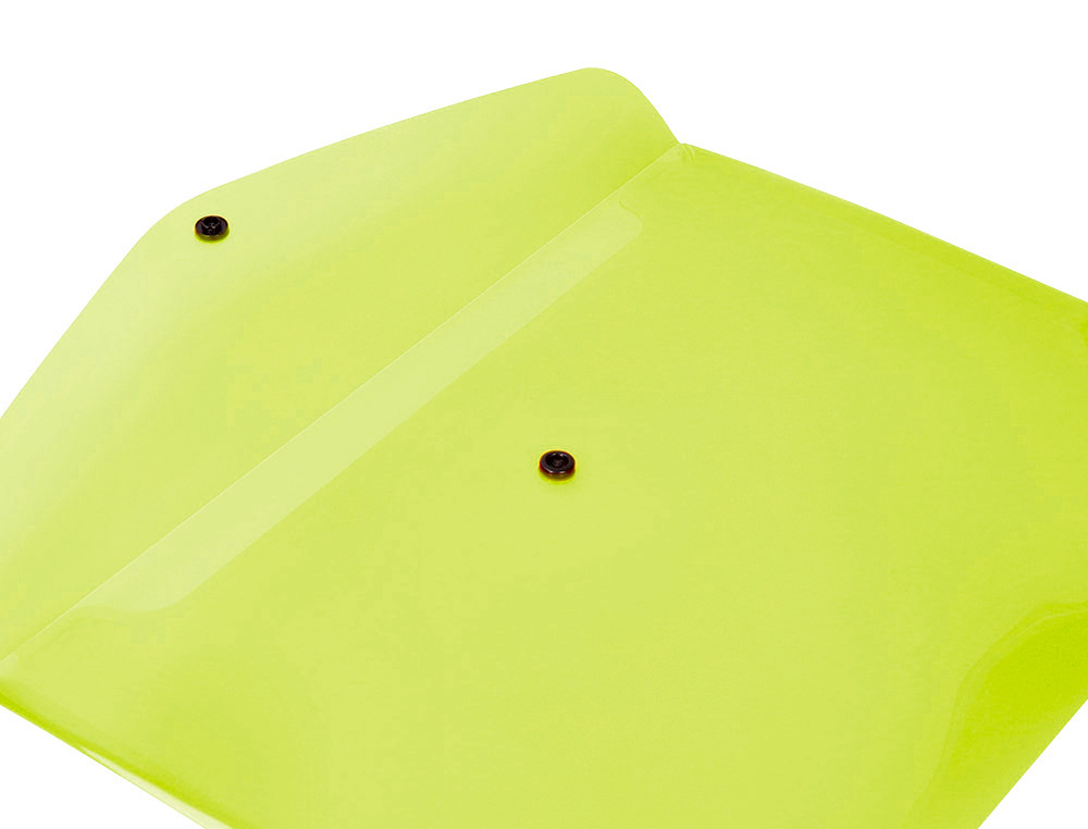 BOLSA PORTA DOCUMENTOS LIDERPAPEL COM MOLA DIN A4 AMARELO FLUOR OPACO 50 FOLHAS