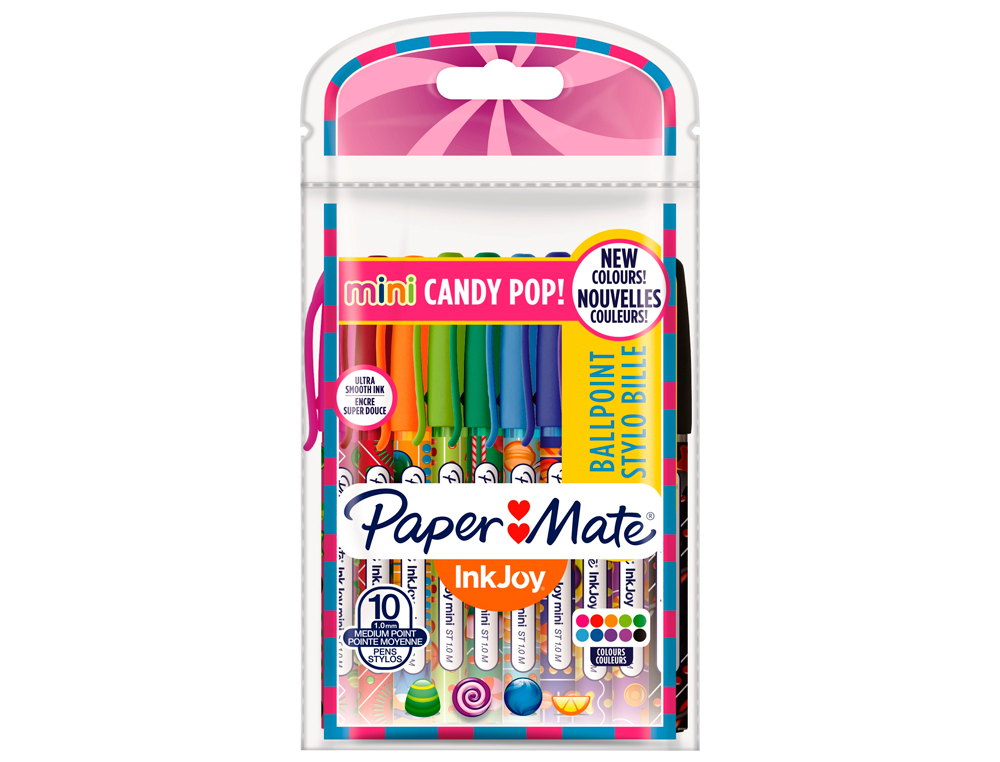 ESFEROGRAFICA PAPER MATE INKJOY 100 CANDY POP BLISTER DE 10 UNIDADES CORES SORTIDAS