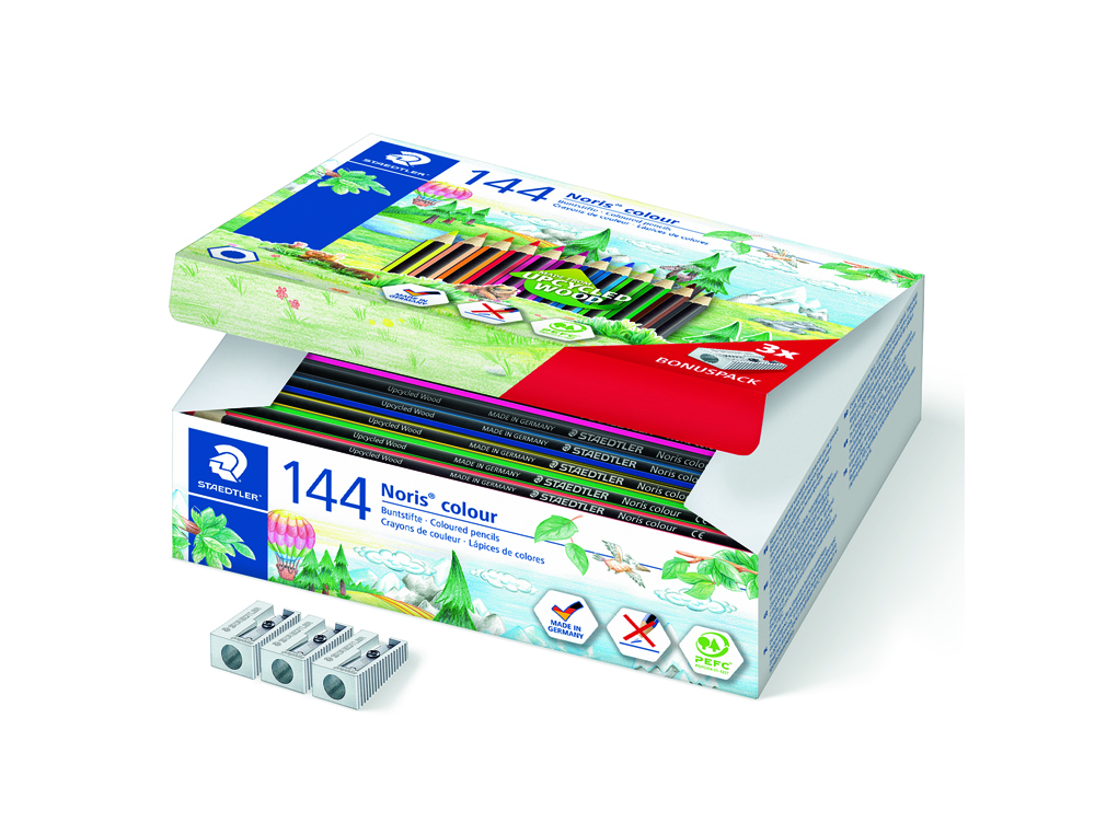 LAPIS DE COR STAEDTLER WOPEX ECOLOGICO CAIXA DE 144 UNIDADES SORTIDAS 12 CORES SORTIDAS