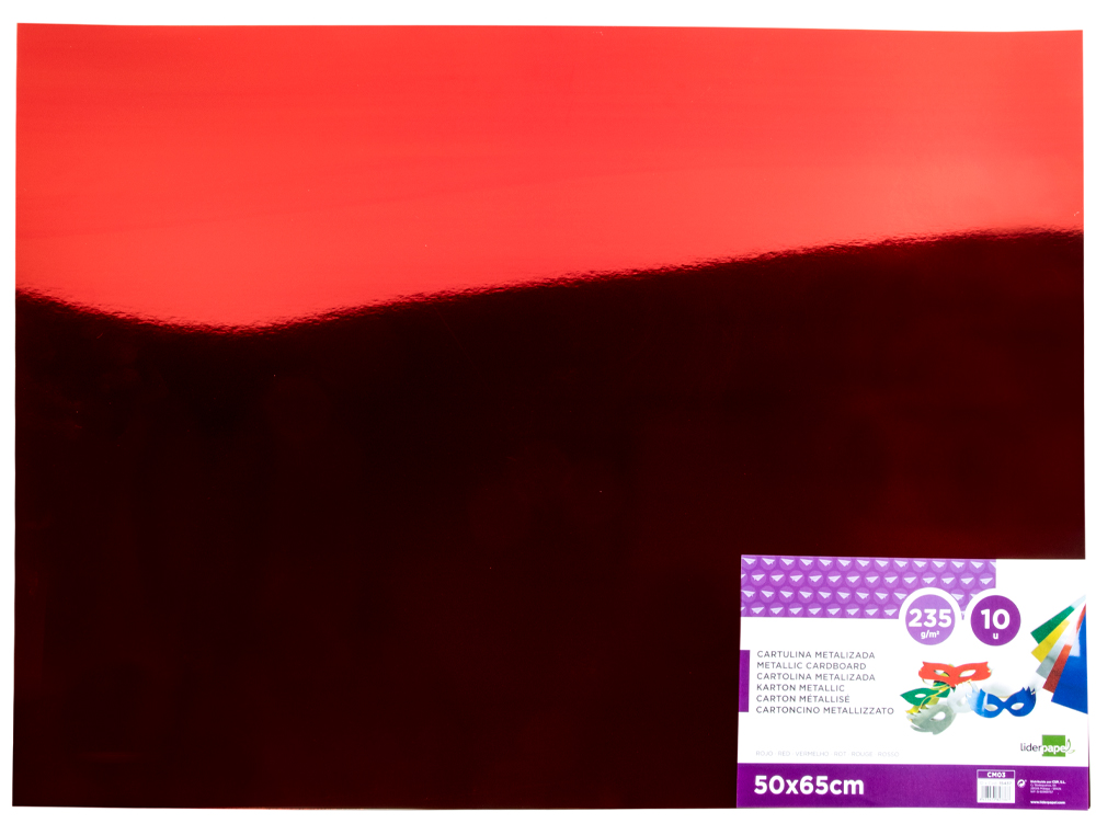 CARTOLINA LIDERPAPEL METALIZADA 50X65 CM 235 GR VERMELHA