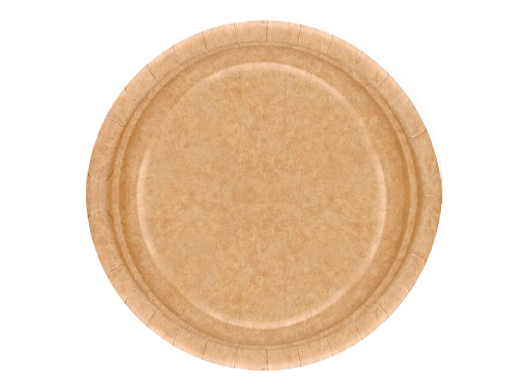 PRATO CARTAO BIODEGRADAVEL CASTANHO 22 CM PACK DE 50 UNIDADES