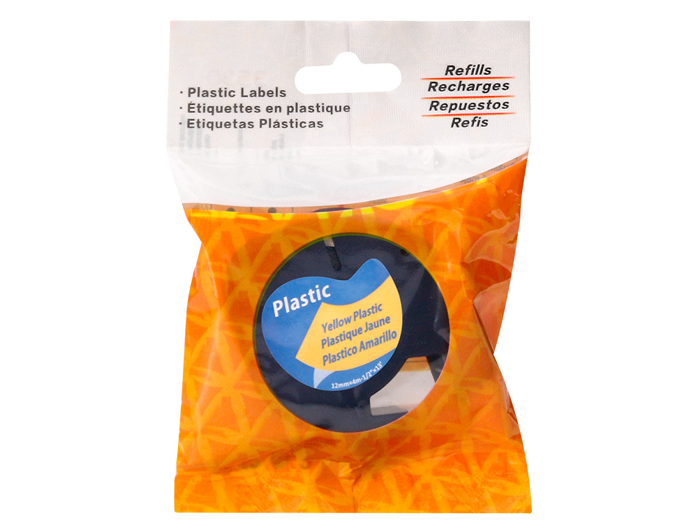 FITA Q-CONNECT 12MM X 4MT PRETA-HIPER AMARELO PARA MAQUINA LETRATAG