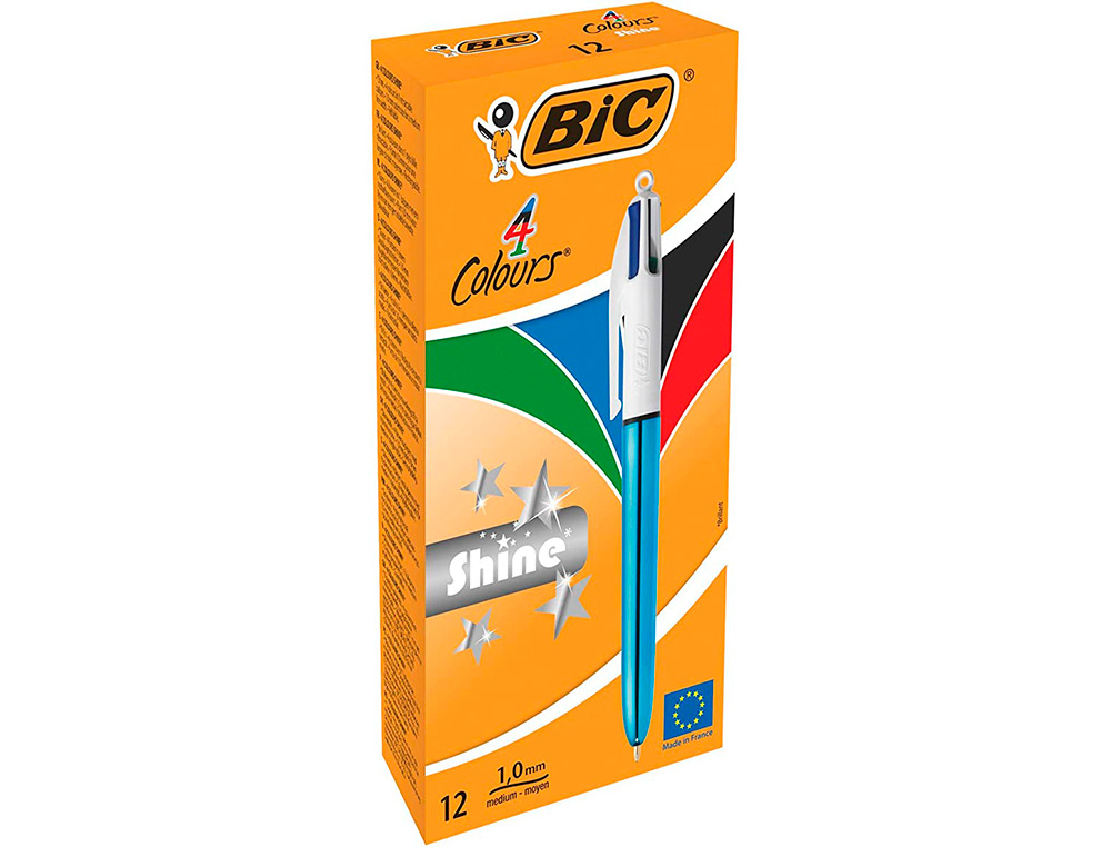 ESFEROGRAFICA BIC QUATRO CORES SHINE AZUL PONTA DE 1 MM