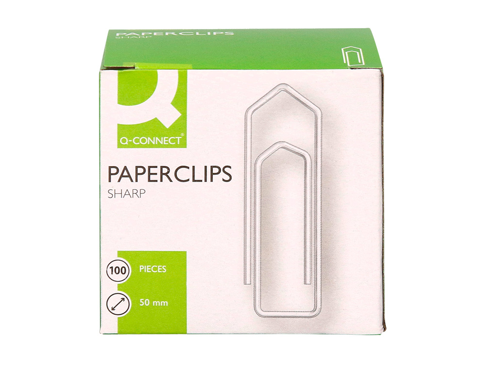 CLIPS NIQUELADOS Q-CONNECT PLANO EM BICO - N. 3, 50 MM CAIXA DE 100 UNIDADES