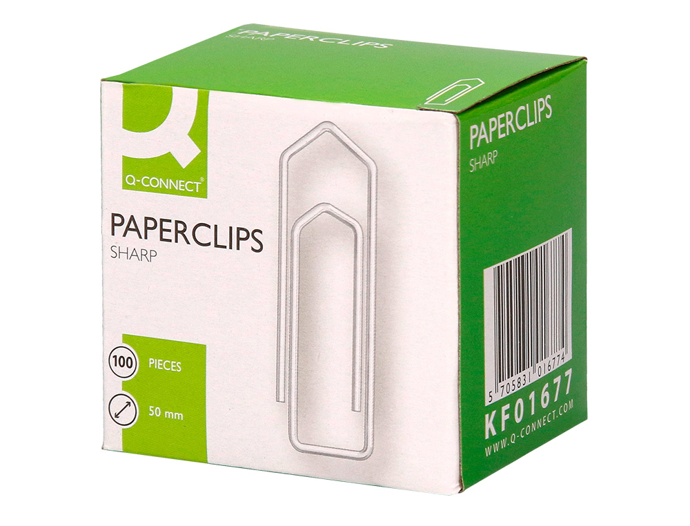 CLIPS NIQUELADOS Q-CONNECT PLANO EM BICO - N. 3, 50 MM CAIXA DE 100 UNIDADES