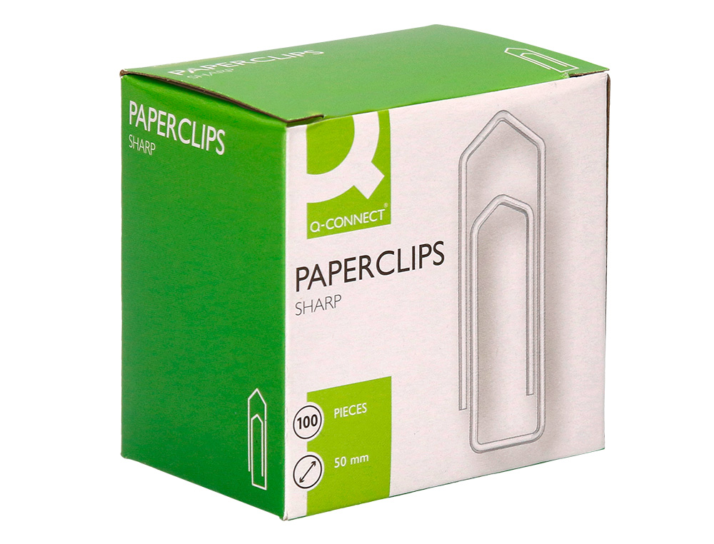 CLIPS NIQUELADOS Q-CONNECT PLANO EM BICO - N. 3, 50 MM CAIXA DE 100 UNIDADES
