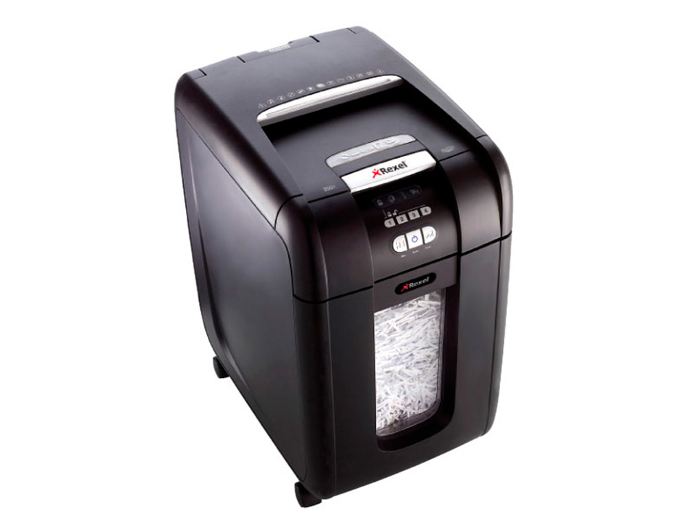 DESTRUIDORA DE DOCUMENTOS REXEL OPTIMUM AUTOFEED+ 300X EU CAPACIDADEE DE CORTE 300 FOLHAS DESTROI AGRAFES E CLIPS 60 LIT