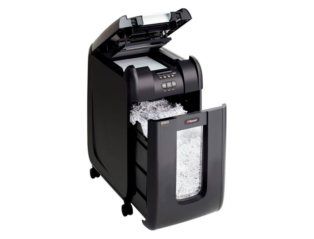 DESTRUIDORA DE DOCUMENTOS REXEL OPTIMUM AUTOFEED+ 300X EU CAPACIDADEE DE CORTE 300 FOLHAS DESTROI AGRAFES E CLIPS 60 LIT