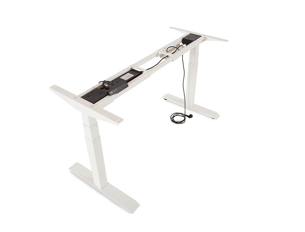 MESA ROCADA REGULAVEL EM ALTURA ELECTRICAMENTE ATE 129 CM ESTRUTURA DE ACO NO TAMPO 180 CM COR FAIA