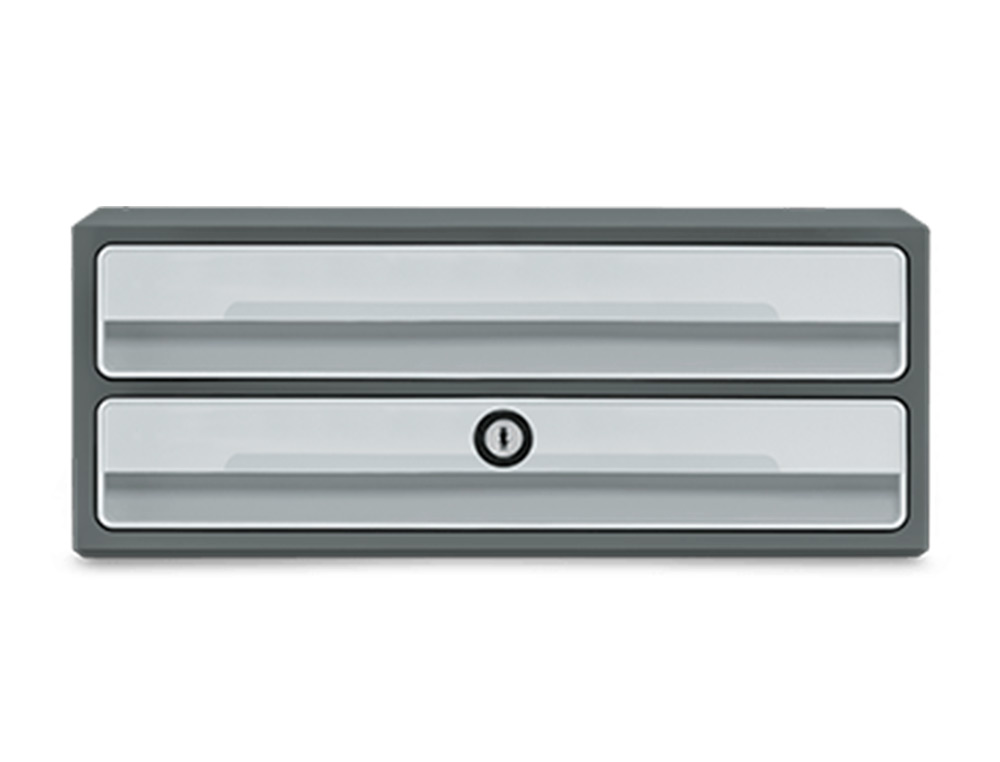 BLOCO CLASSIFICADOR DE GAVETAS CEP MOOV UP RECICLADO 80% COM FECHADURA RECICLADO 80% 2 GAVETAS COR CINZA 275X369X146 MM