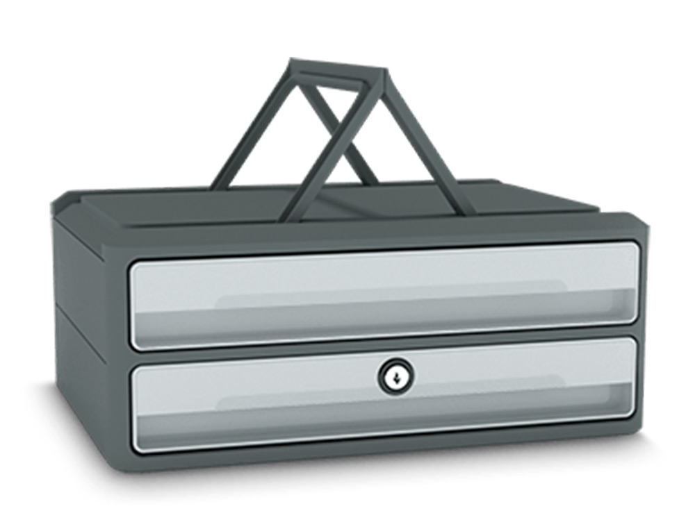 BLOCO CLASSIFICADOR DE GAVETAS CEP MOOV UP RECICLADO 80% COM FECHADURA RECICLADO 80% 2 GAVETAS COR CINZA 275X369X146 MM
