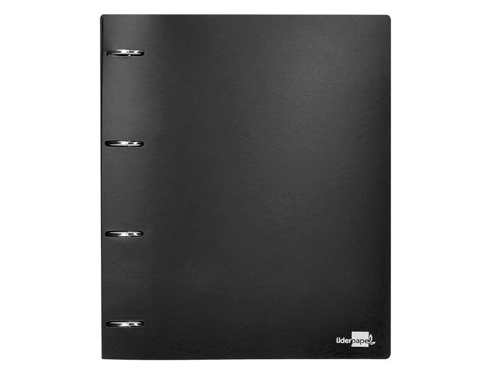 PASTA LIDERPAPEL POLIPROPILENO DIN A4 4 ANEIS MISTOS 40 MM PRETO OPACO