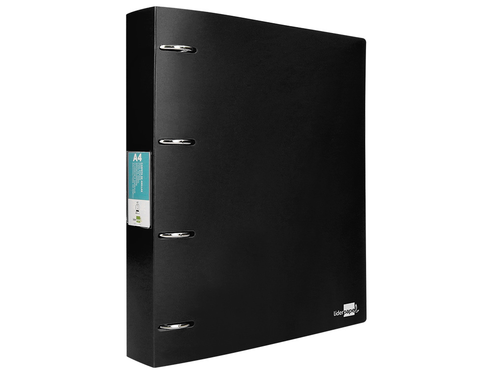PASTA LIDERPAPEL POLIPROPILENO DIN A4 4 ANEIS MISTOS 40 MM PRETO OPACO