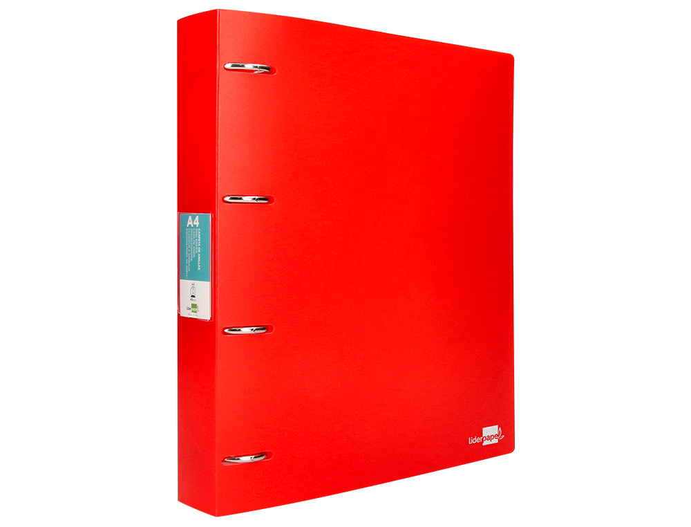 PASTA LIDERPAPEL POLIPROPILENO DIN A4 4 ANEIS MISTOS 40 MM VERMELHO TRANSLUCIDO