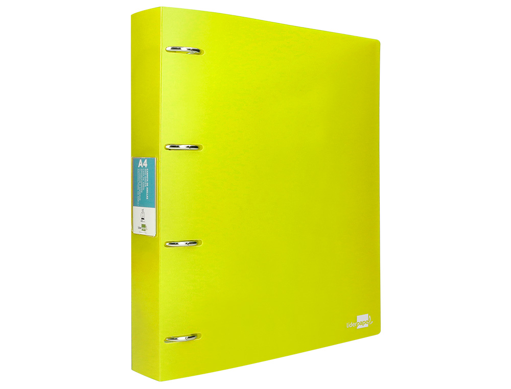 PASTA LIDERPAPEL POLIPROPILENO DIN A4 4 ANEIS MISTOS 40 MM AMARELO FLUOR OPACO