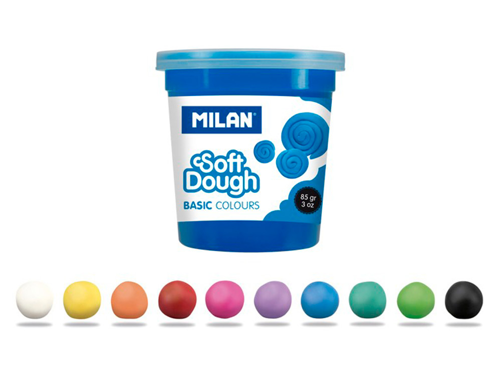 PLASTICINA MILAN PARA MODELAR SOFT DOUGH BASIC CAIXA DE 10 FRASCOS CORES SORTIDAS 85 G