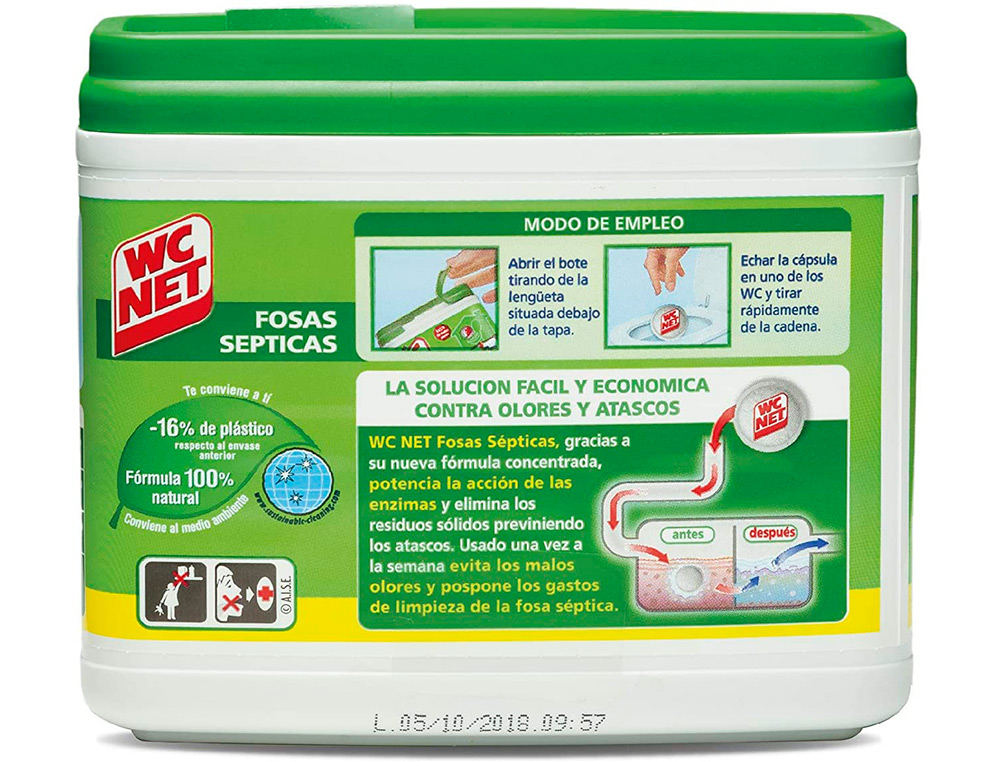 ELIMINA ODORES WC NET FOSAS SEPTICAS CAPSULA DE 18 GR CAIXA DE 20 UNIDADES