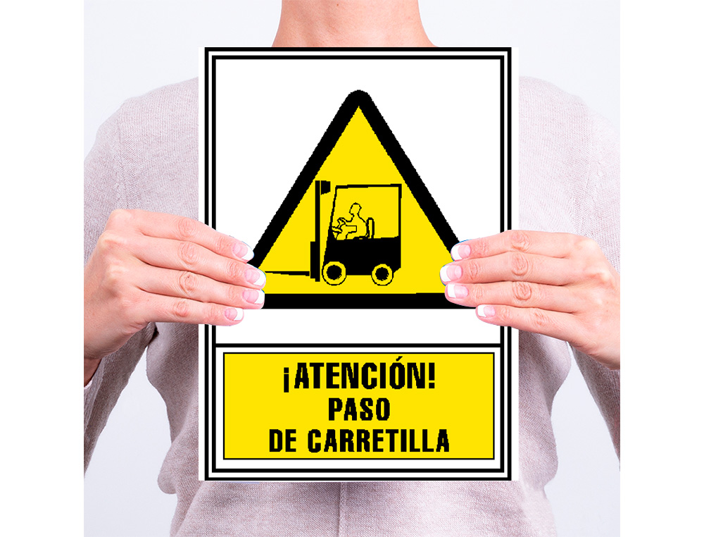 PICTOGRAMA ARCHIVO 2000 ATENCAO PASSAGEM DE EMPILHADORAS PVC AMARELO LUMINISCENTE 210X297 MM