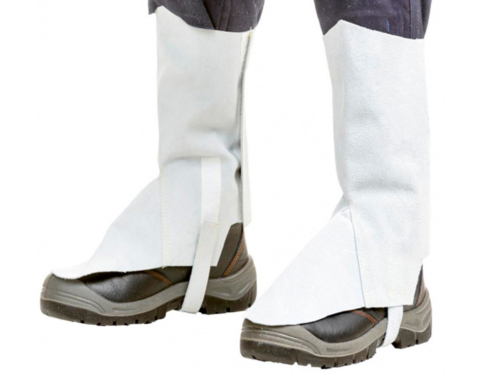 POLAINA PARA SOLDADOR FARU COURO CROMADO AJUSTAVEL COM VELCRO E FIVELA 40 CM