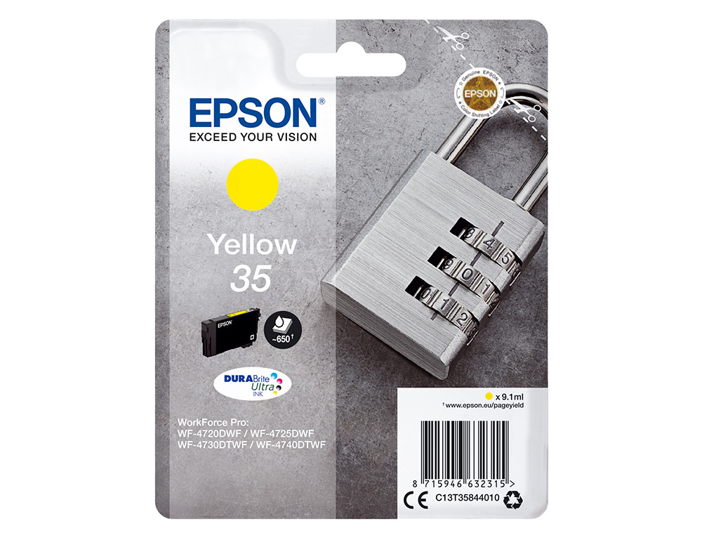 TINTEIRO EPSON SINGLEPACK AMARELO 35 DURABRITE ULTRA INK