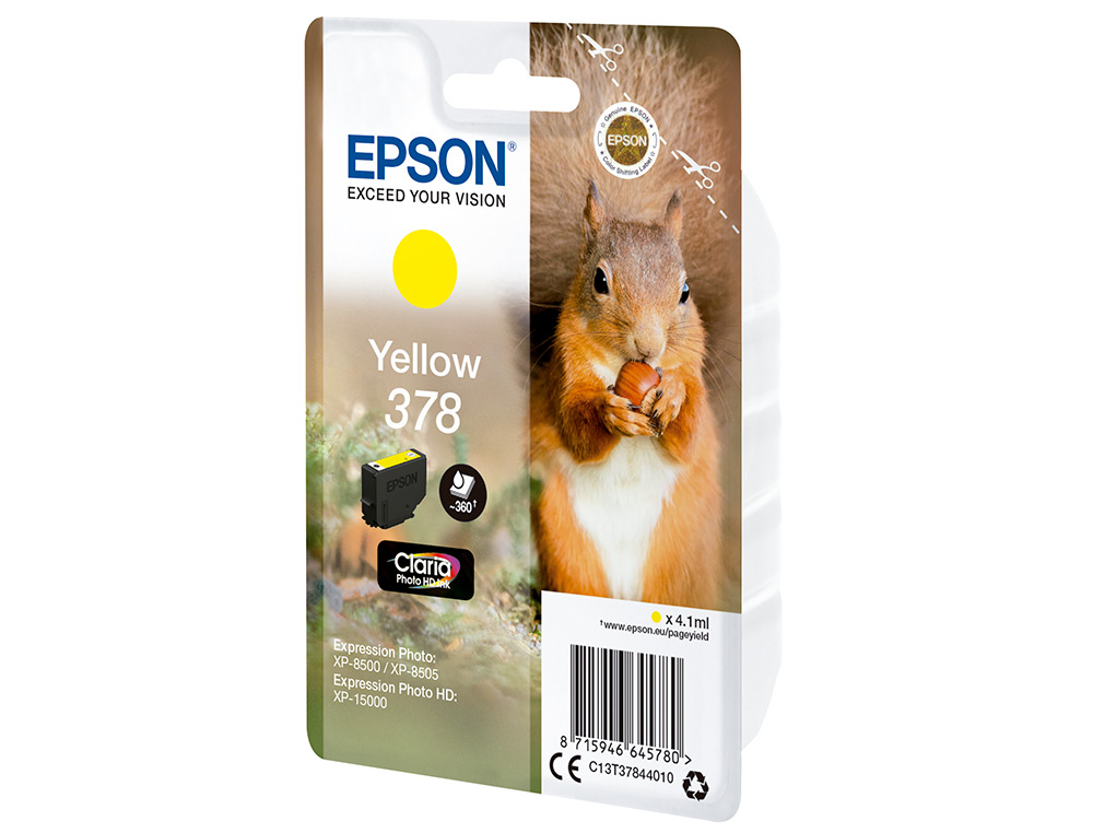 TINTEIRO EPSON SINGLEPACK AMARELO 378 CLARIA PHOTO HD INK