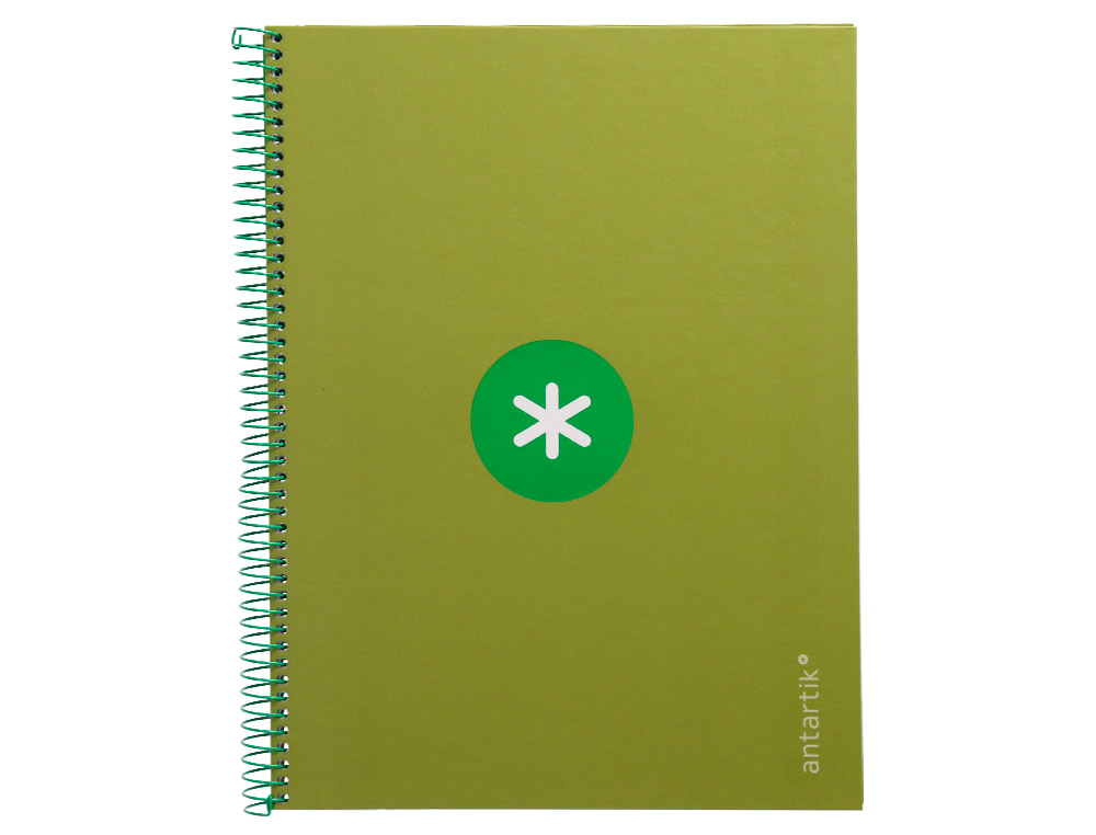 CADERNO ESPIRAL A4 MICRO ANTARTIK CAPA FORRADA 80F 90 GR QUADRICULA 5MM 1 BANDA 4 FUROS COR VERDE
