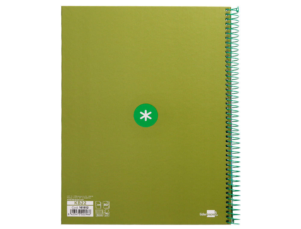 CADERNO ESPIRAL A4 MICRO ANTARTIK CAPA FORRADA 80F 90 GR QUADRICULA 5MM 1 BANDA 4 FUROS COR VERDE