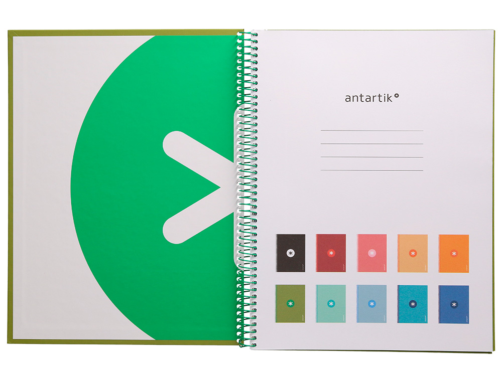 CADERNO ESPIRAL A4 MICRO ANTARTIK CAPA FORRADA 80F 90 GR QUADRICULA 5MM 1 BANDA 4 FUROS COR VERDE