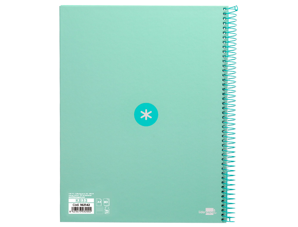 CADERNO ESPIRAL A4 MICRO ANTARTIK CAPA FORRADA 80F 90 GR HORIZONTAL 1 BANDA 4 FUROS COR MENTA