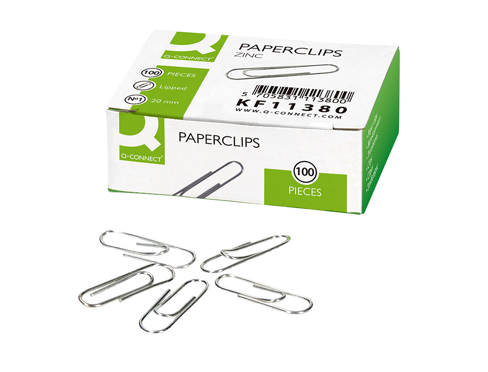 CLIPS ZINCO Q-CONNECT N 1 LABIADOS 20 MM CAIXA DE 100 UNIDADES