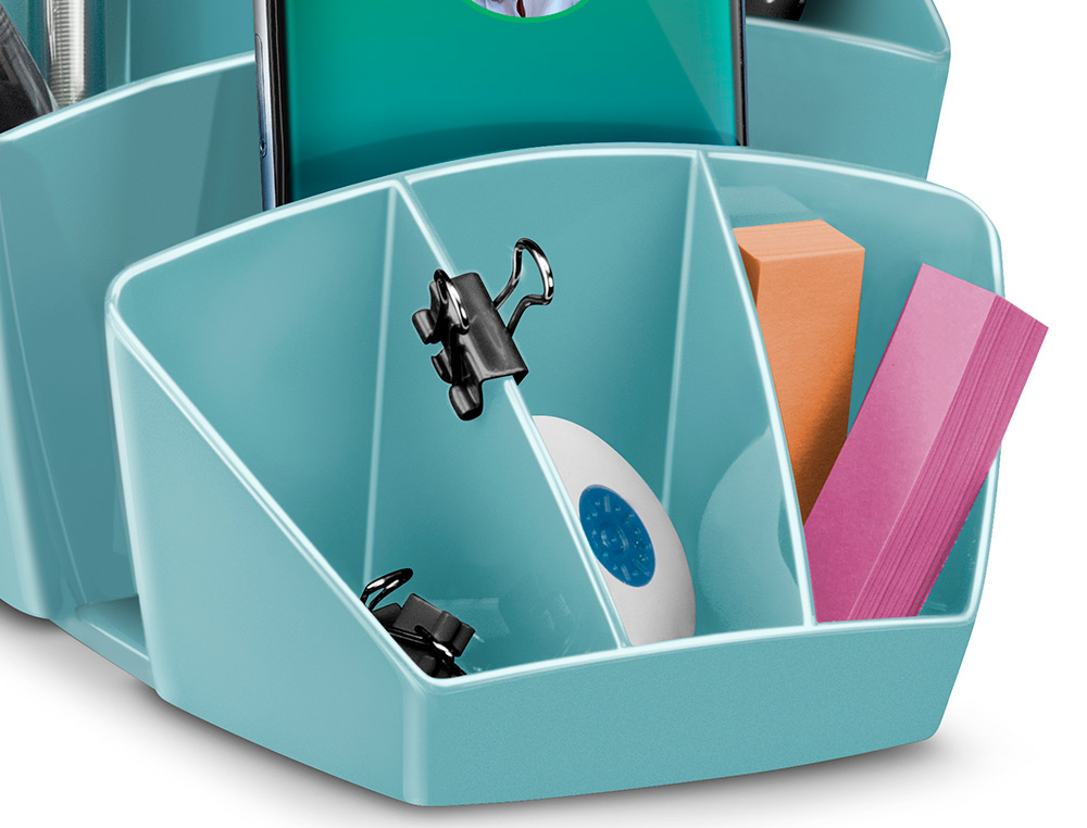ORGANIZADOR DE SECRETARIA CEP RIVIERA PLASTICO 8 DEPARTAMENTOS COR VERDE AGUA 143X158X93 MM