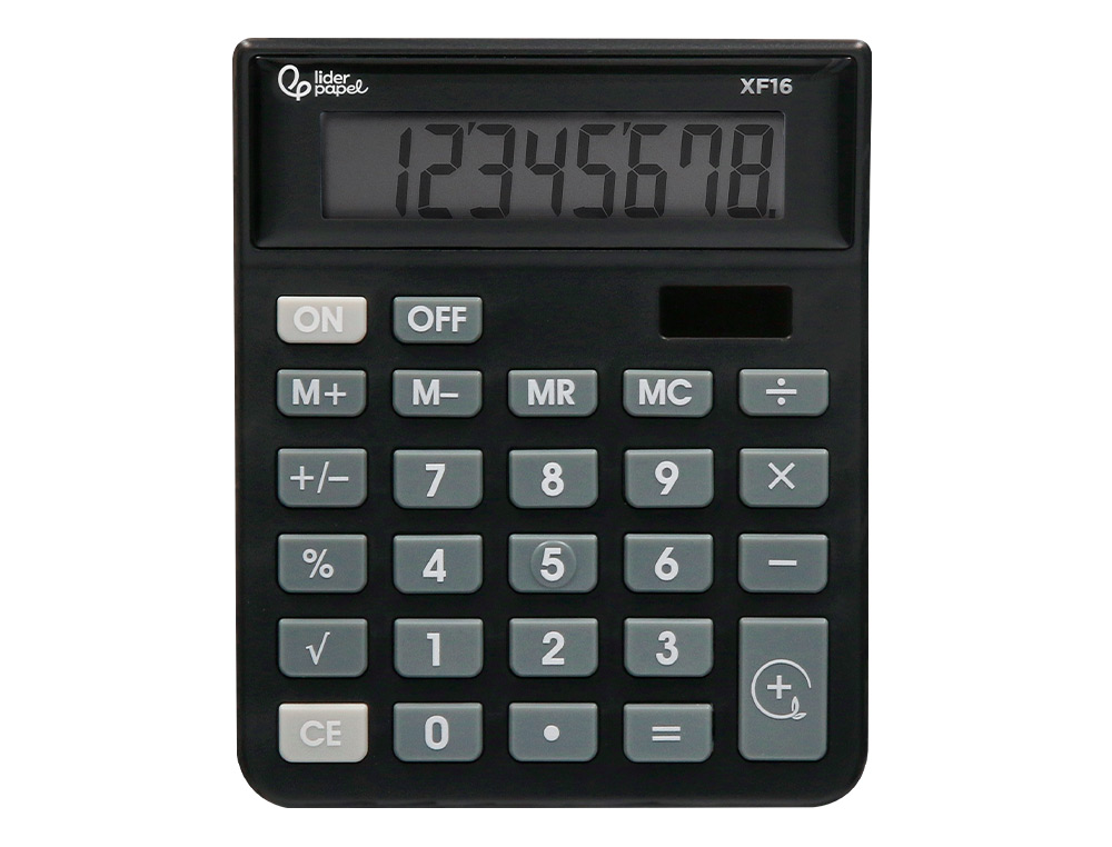 CALCULADORA LIDERPAPEL DE SECRETARIA XF16 8 DIGITOS SOLAR E PILHAS COR PRETO 127X105X24 MM