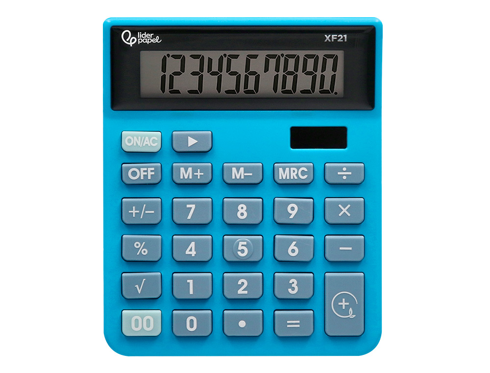 CALCULADORA LIDERPAPEL DE SECRETARIA XF21 10 DIGITOS SOLAR E PILHAS COR AZUL 127X105X24 MM
