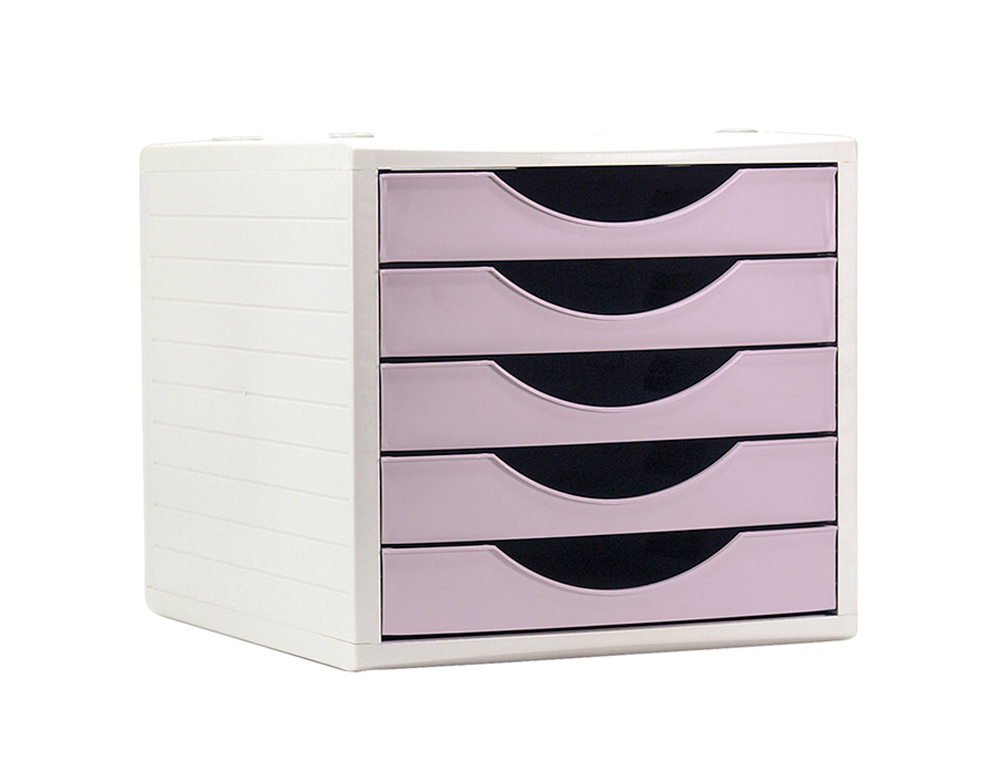 BLOCO CLASSIFICADOR DE GAVETAS ARCHIVO 2000 5 GAVETAS COR ROSA PASTEL 270X340X260 MM