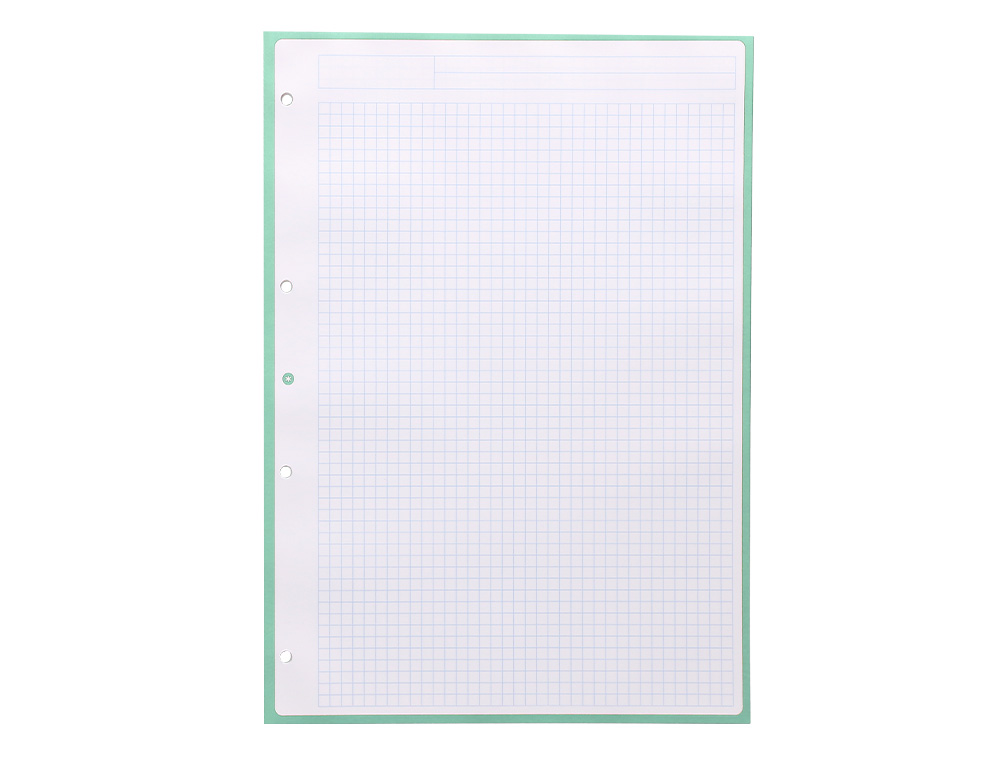 RECARGA COLADA ANTARTIK QUADRICULA DE 5MM DIN A4 100 F 90 GR 4 FUROS 1 BANDA MOLDURA COR MENTA