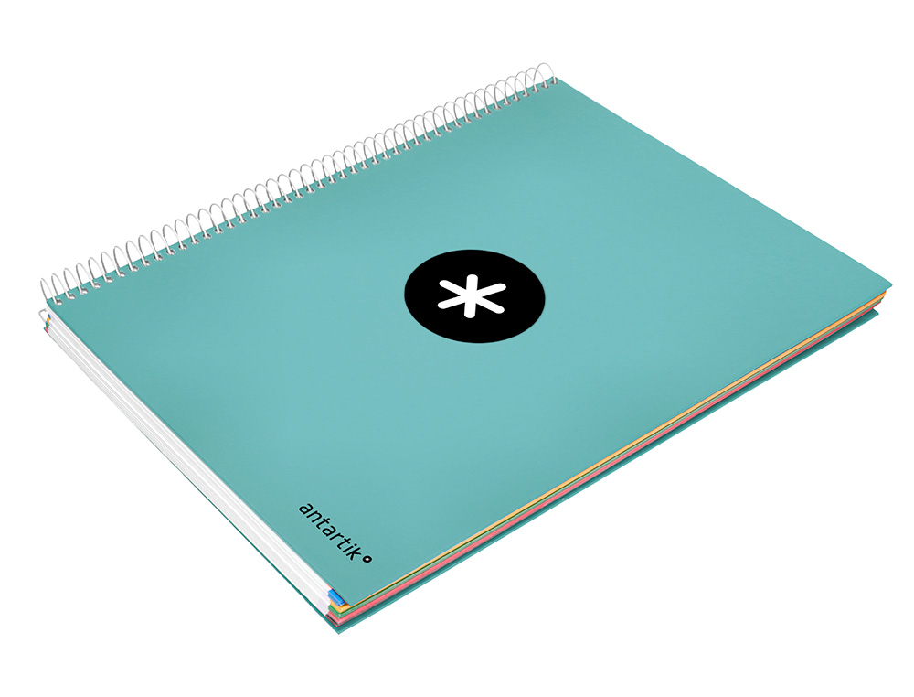 CADERNO ESPIRAL DIN A4 ANTARTIK CAPA FORRADA 120 F 100 GR LISO 5 BANDAS COR MENTA