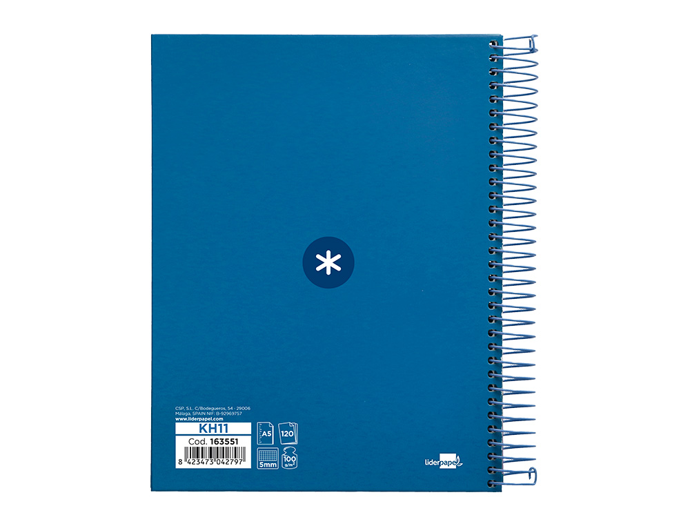 CADERNO ESPIRAL DIN A5 ANTARTIK CAPA FORRADA 120 F 100 GR QUADRICULA 5 MM 5 BANDAS COR AZUL ESCURO