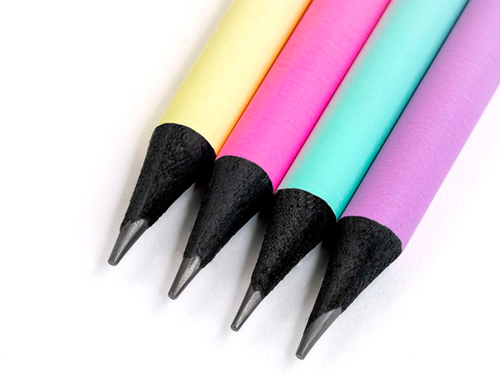 LAPIS DE GRAFITE MILAN SUNSET HB MADEIRA DE TILO PRETA COM BORRACHA CORES SORTIDAS