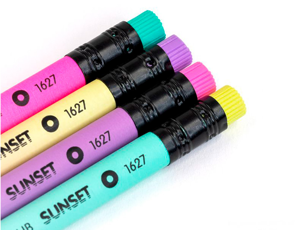 LAPIS DE GRAFITE MILAN SUNSET HB MADEIRA DE TILO PRETA COM BORRACHA CORES SORTIDAS