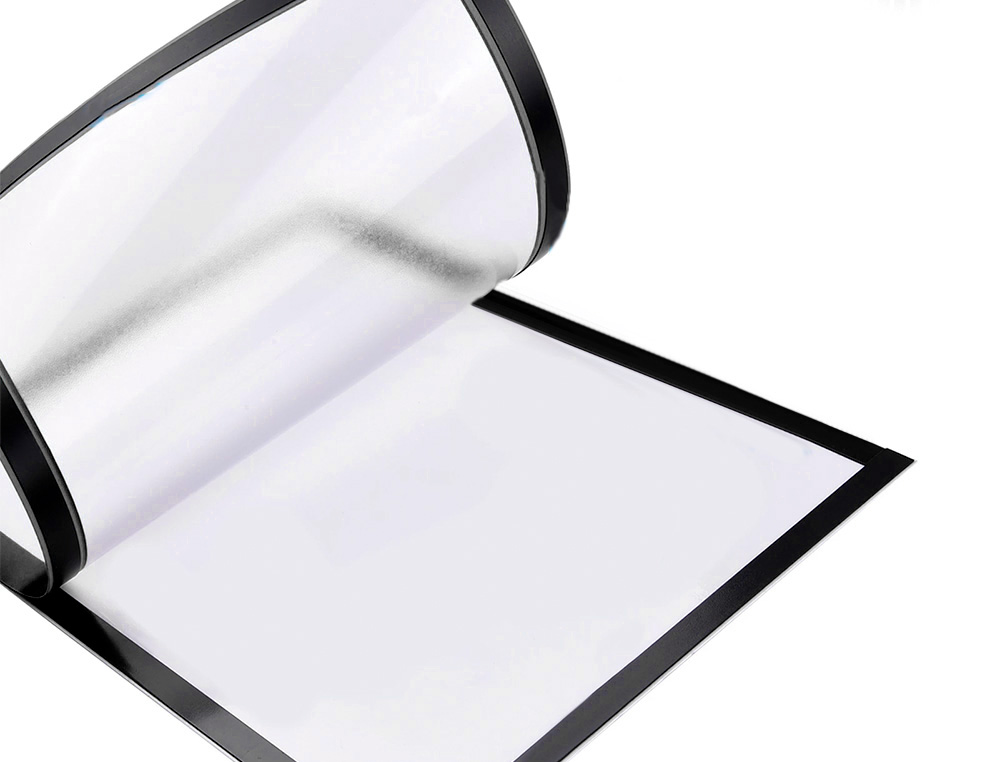 MOLDURA PORTA ANUNCIOS LIDERPAPEL MAGNETICA DIN A4 SUPORTE ADESIVO REMOVIVEL COR PRETO