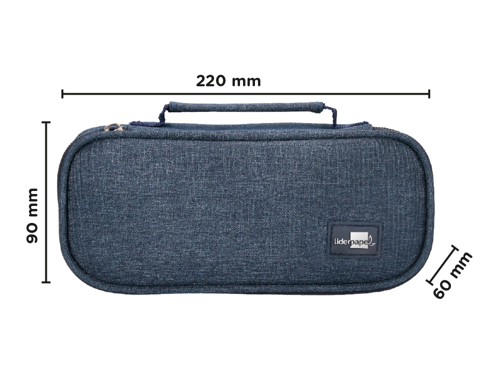ESTOJO ESCOLAR LIDERPAPEL OVALADO COM ORGANIZADOR INTERIOR QUADRO E ASA 1 FECHO SORTIDOS 220X60X90 MM